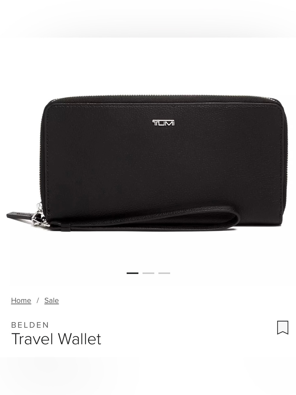 Tumi Black Zip-Around Belden Wristlet Wallet